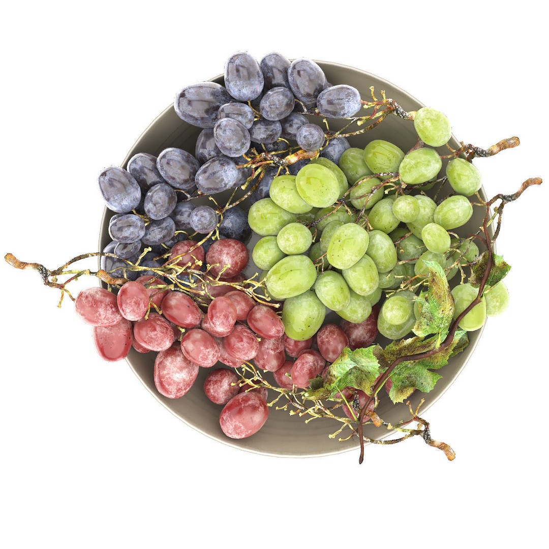 Bowl of Grapes 3D Model – High Poly PBR Asset for Archviz - View 4