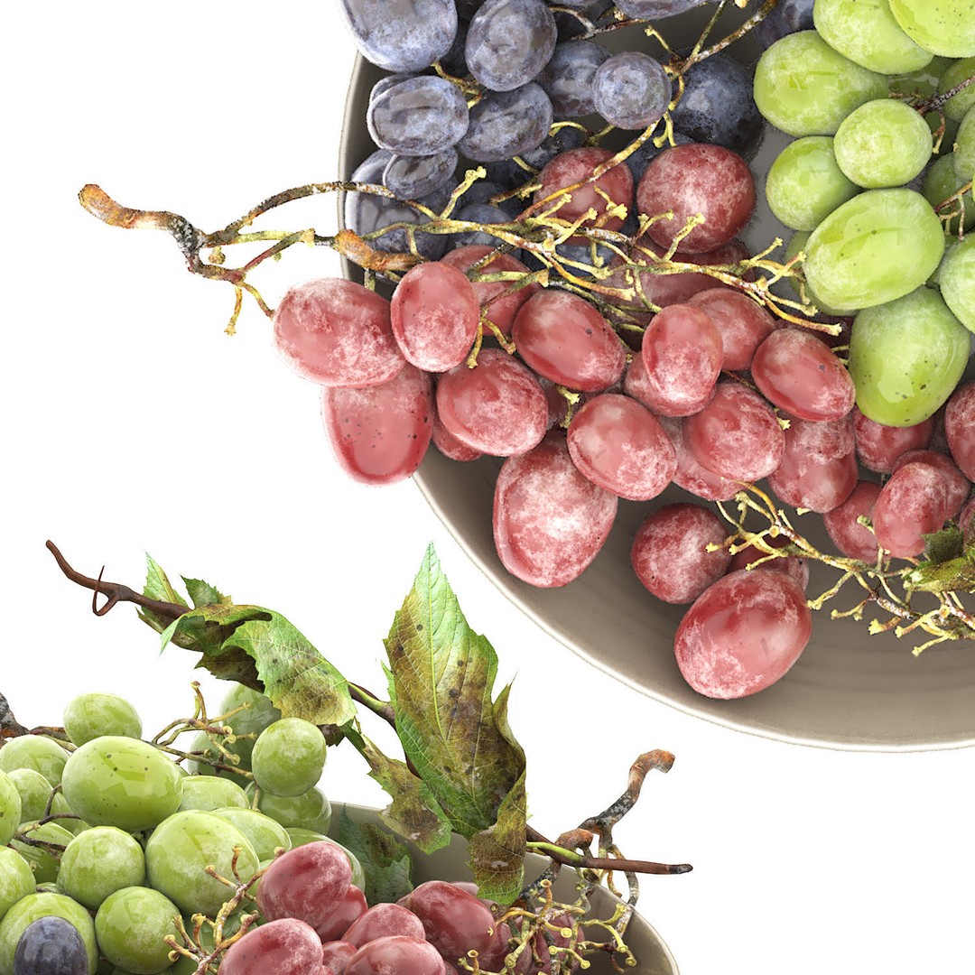 Bowl of Grapes 3D Model – High Poly PBR Asset for Archviz - View 5