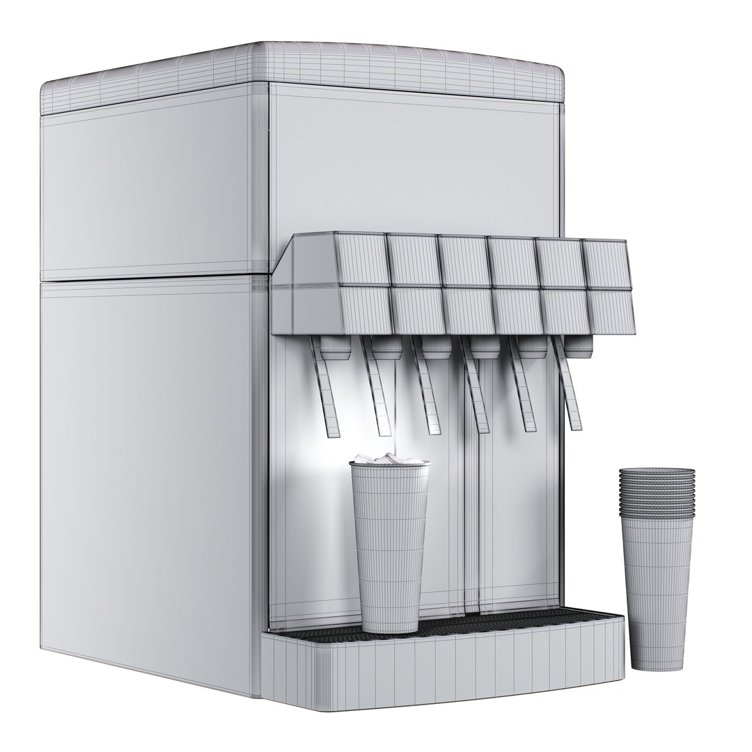 Soda Dispenser 3D Model – High Poly Beverage Machine, PBR Textures
