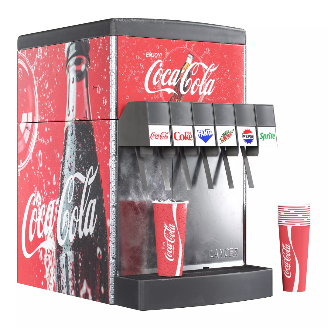 Soda Dispenser 3D Model – High Poly Beverage Machine, PBR Textures - View 2