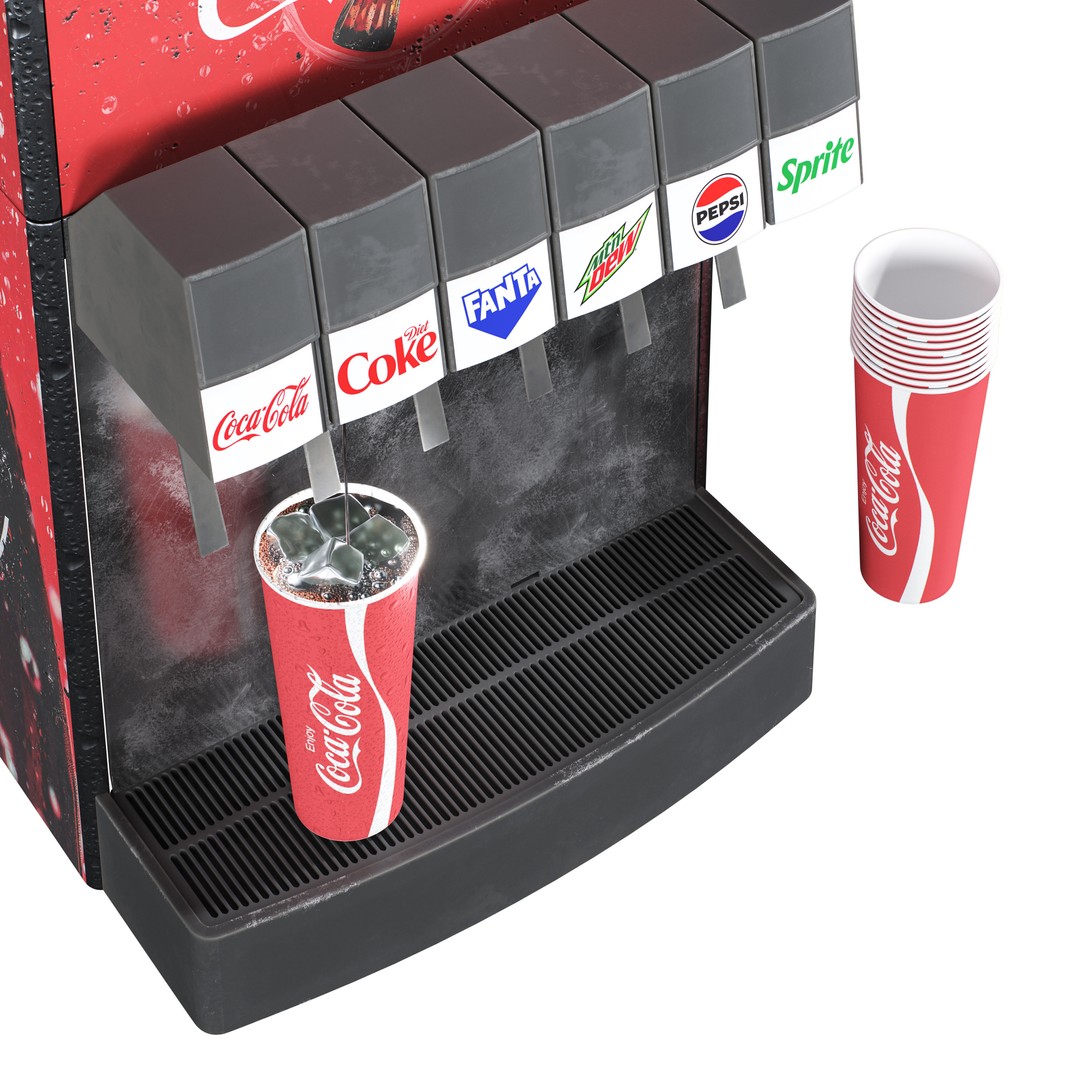 Soda Dispenser 3D Model – High Poly Beverage Machine, PBR Textures - View 3