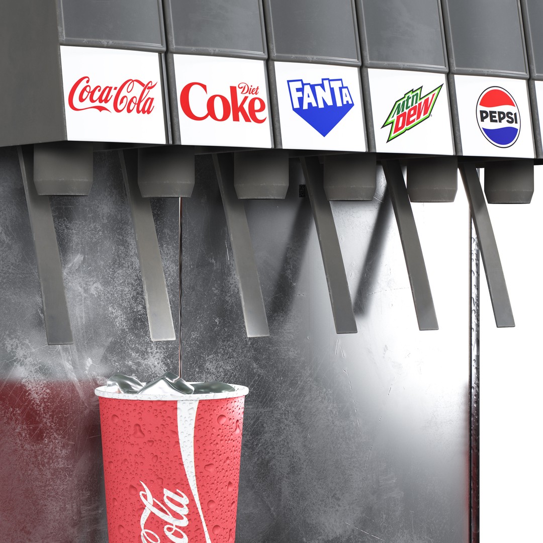 Soda Dispenser 3D Model – High Poly Beverage Machine, PBR Textures - View 4