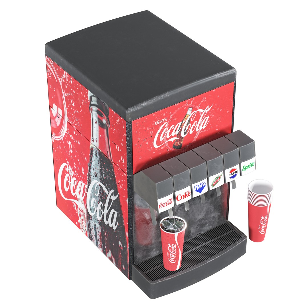 Soda Dispenser 3D Model – High Poly Beverage Machine, PBR Textures - View 8