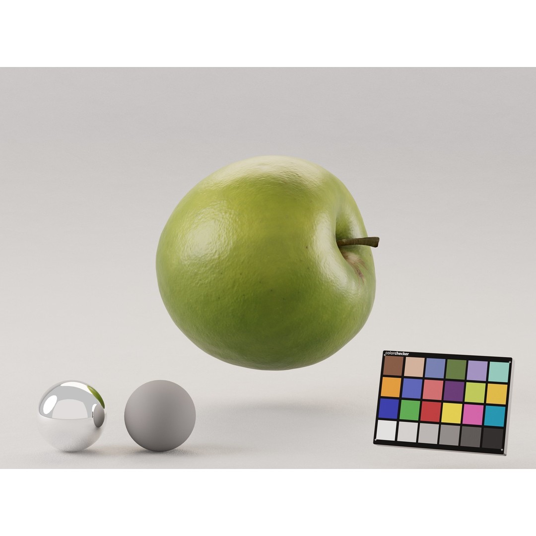 Green Apple 3D Model – Low Poly Photogrammetry Asset, OBJ, FBX - View 3
