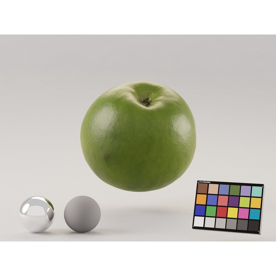 Green Apple 3D Model – Low Poly Photogrammetry Asset, OBJ, FBX - View 4