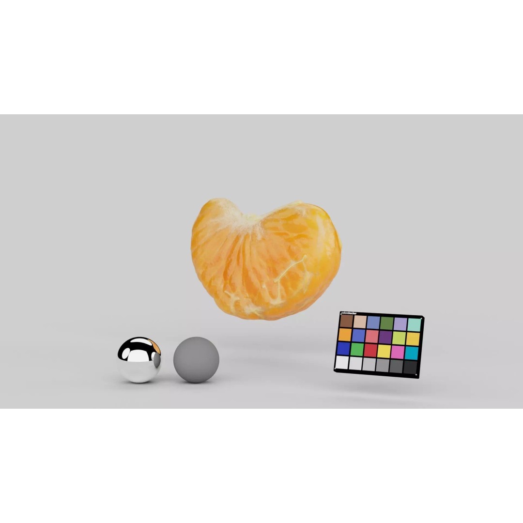 Mandarin Wedge Piece 3D Model – Photorealistic Food Asset, FBX, OBJ - View 2