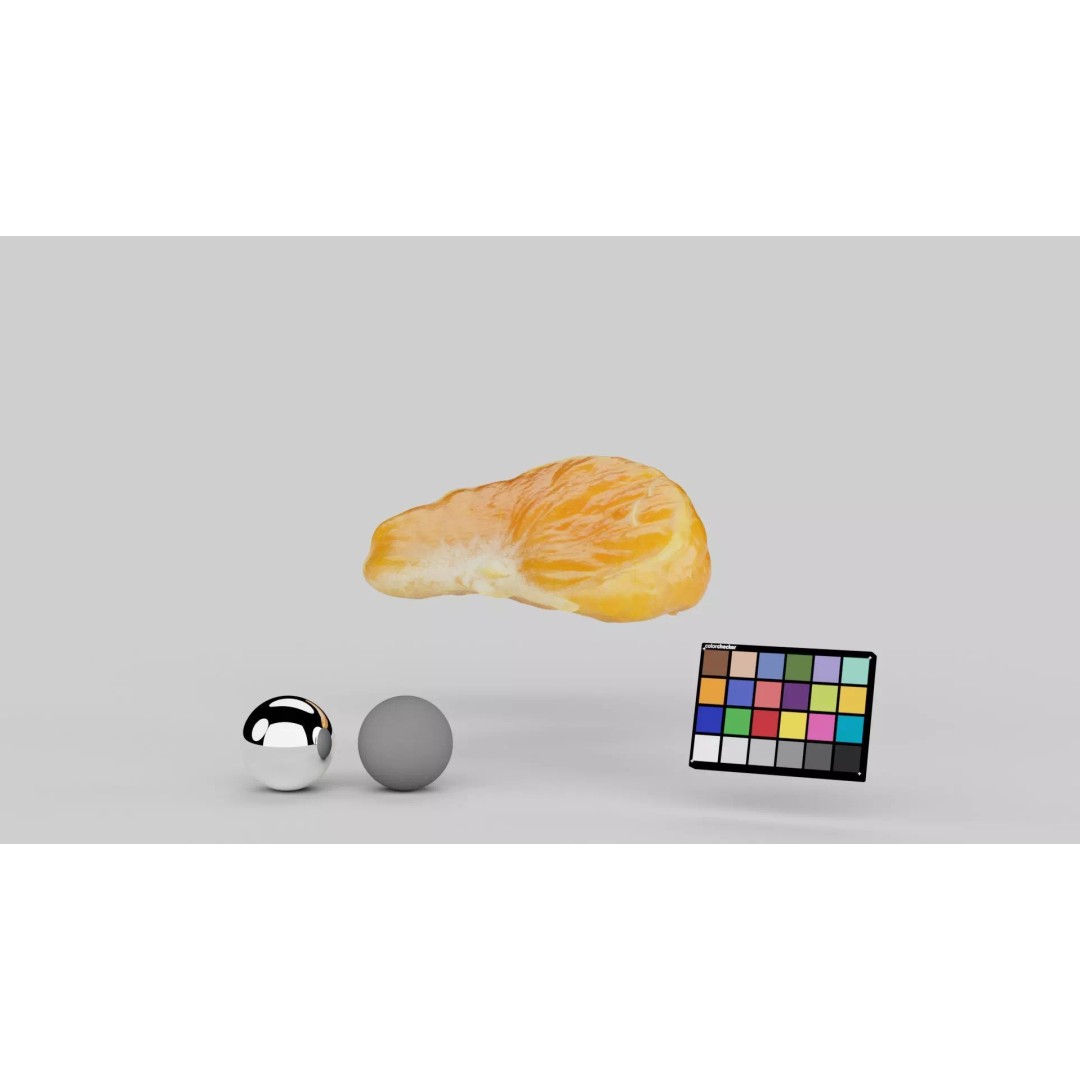 Mandarin Wedge Piece 3D Model – Photorealistic Food Asset, FBX, OBJ - View 3