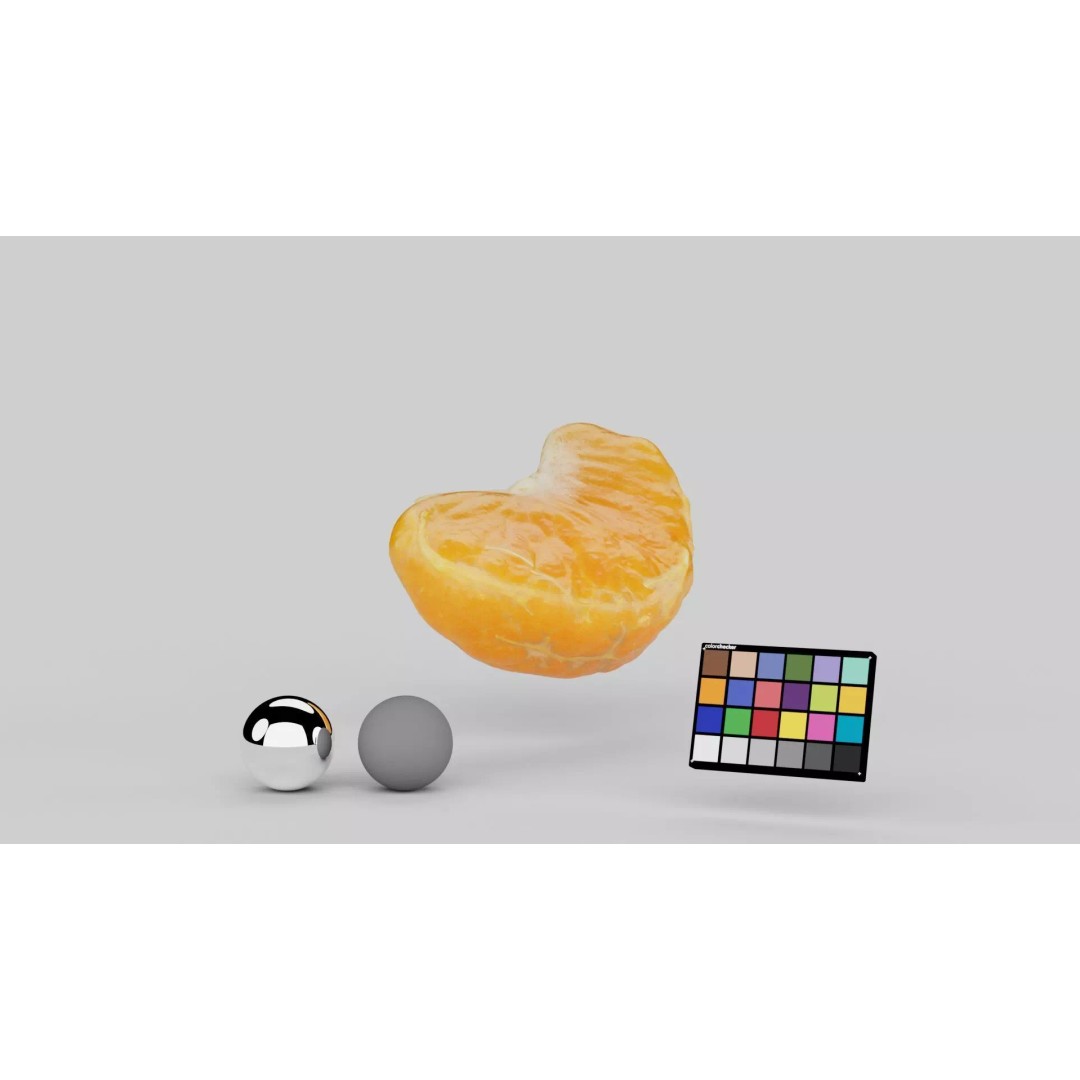 Mandarin Wedge Piece 3D Model – Photorealistic Food Asset, FBX, OBJ - View 5