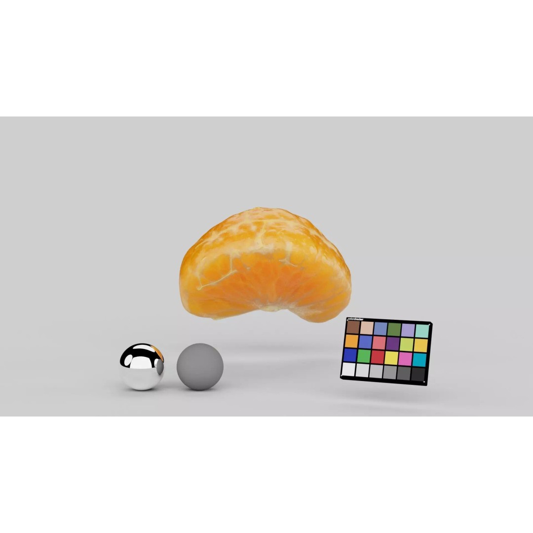 Mandarin Wedge Piece 3D Model – Photorealistic Food Asset, FBX, OBJ - View 6