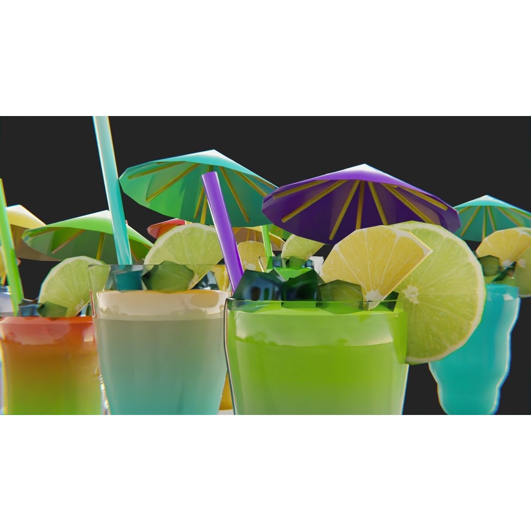 Cocktail Ice Cube 3D Model – Low Poly Game Ready Asset, FBX - View 10