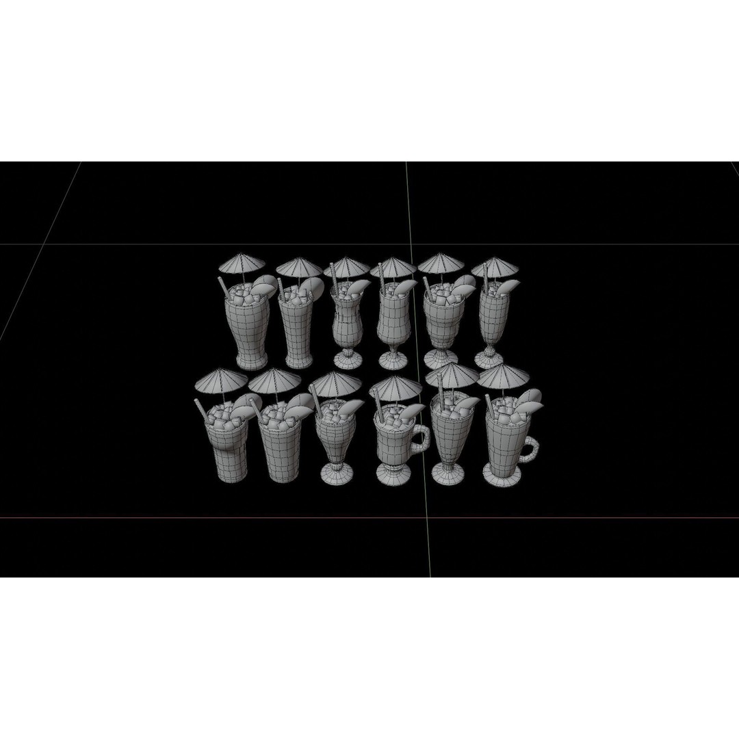 Cocktail Ice Cube 3D Model – Low Poly Game Ready Asset, FBX - View 12