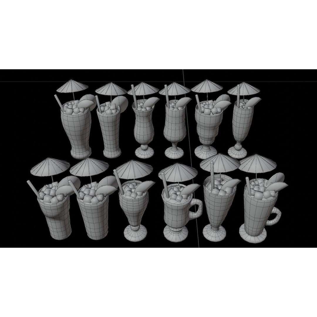 Cocktail Ice Cube 3D Model – Low Poly Game Ready Asset, FBX - View 13