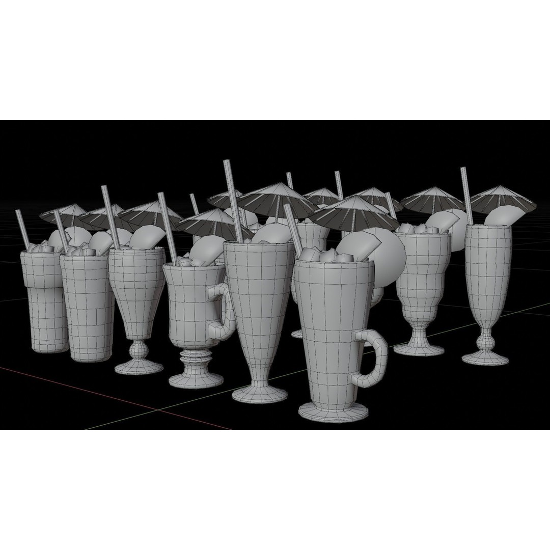 Cocktail Ice Cube 3D Model – Low Poly Game Ready Asset, FBX - View 14