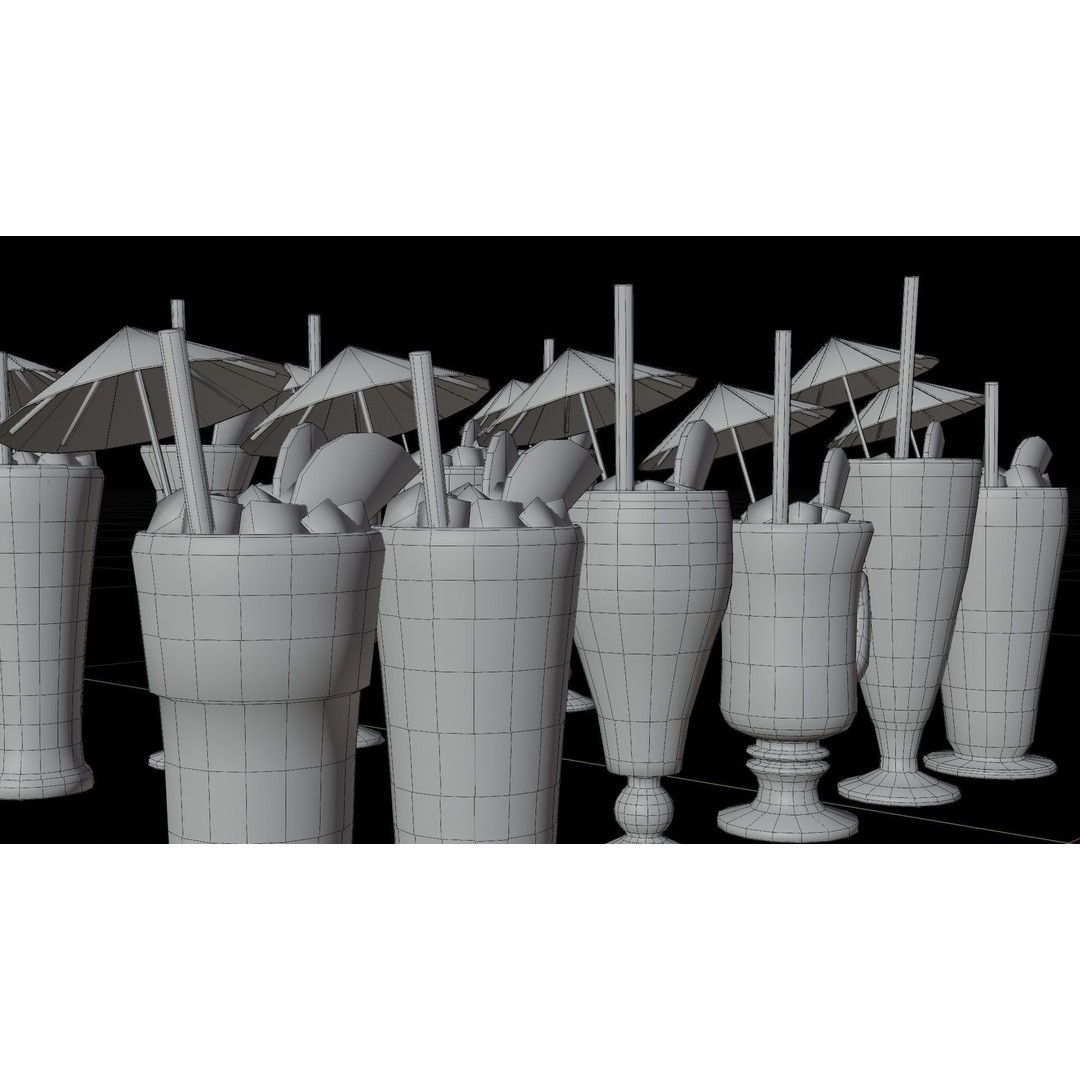 Cocktail Ice Cube 3D Model – Low Poly Game Ready Asset, FBX - View 19