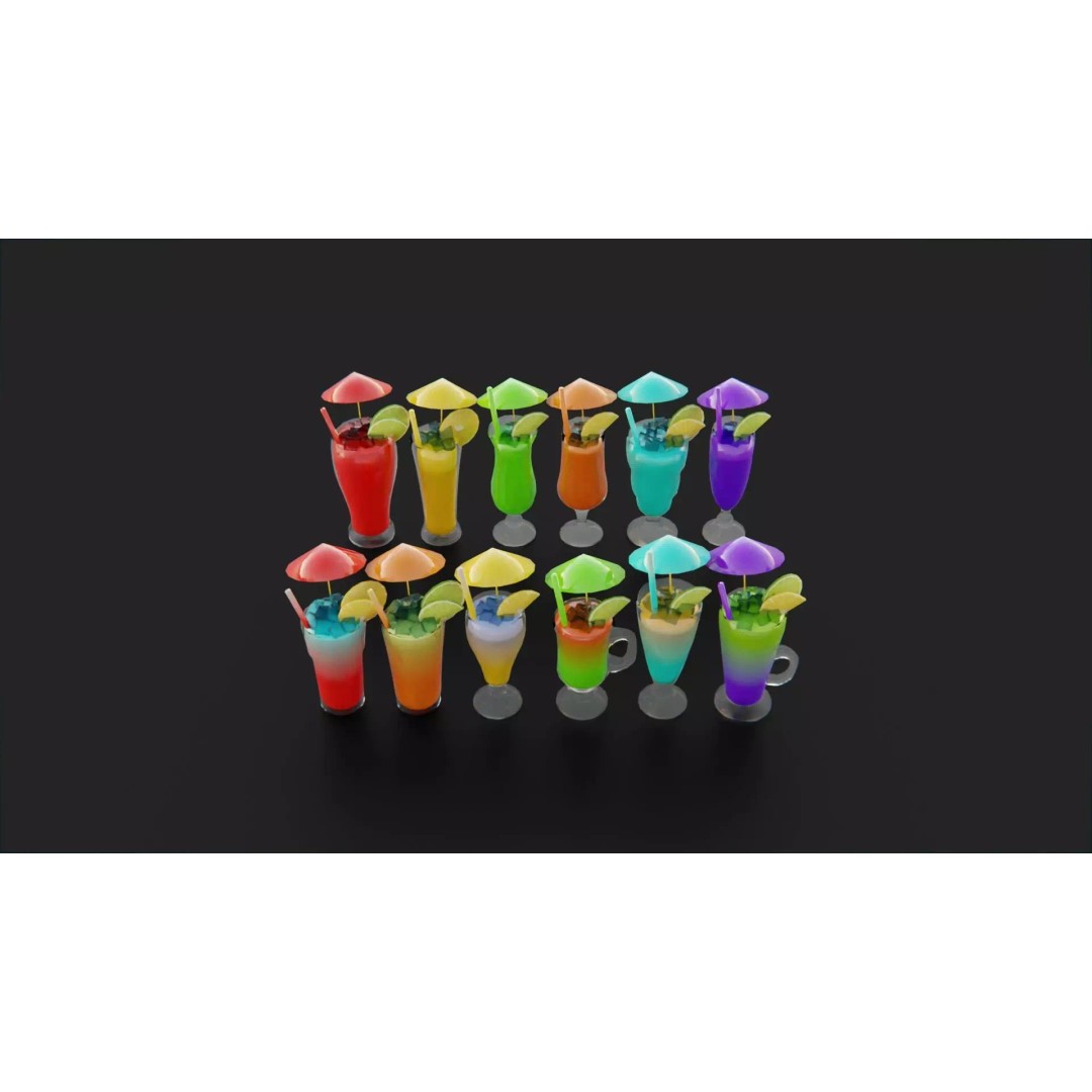 Cocktail Ice Cube 3D Model – Low Poly Game Ready Asset, FBX - View 2