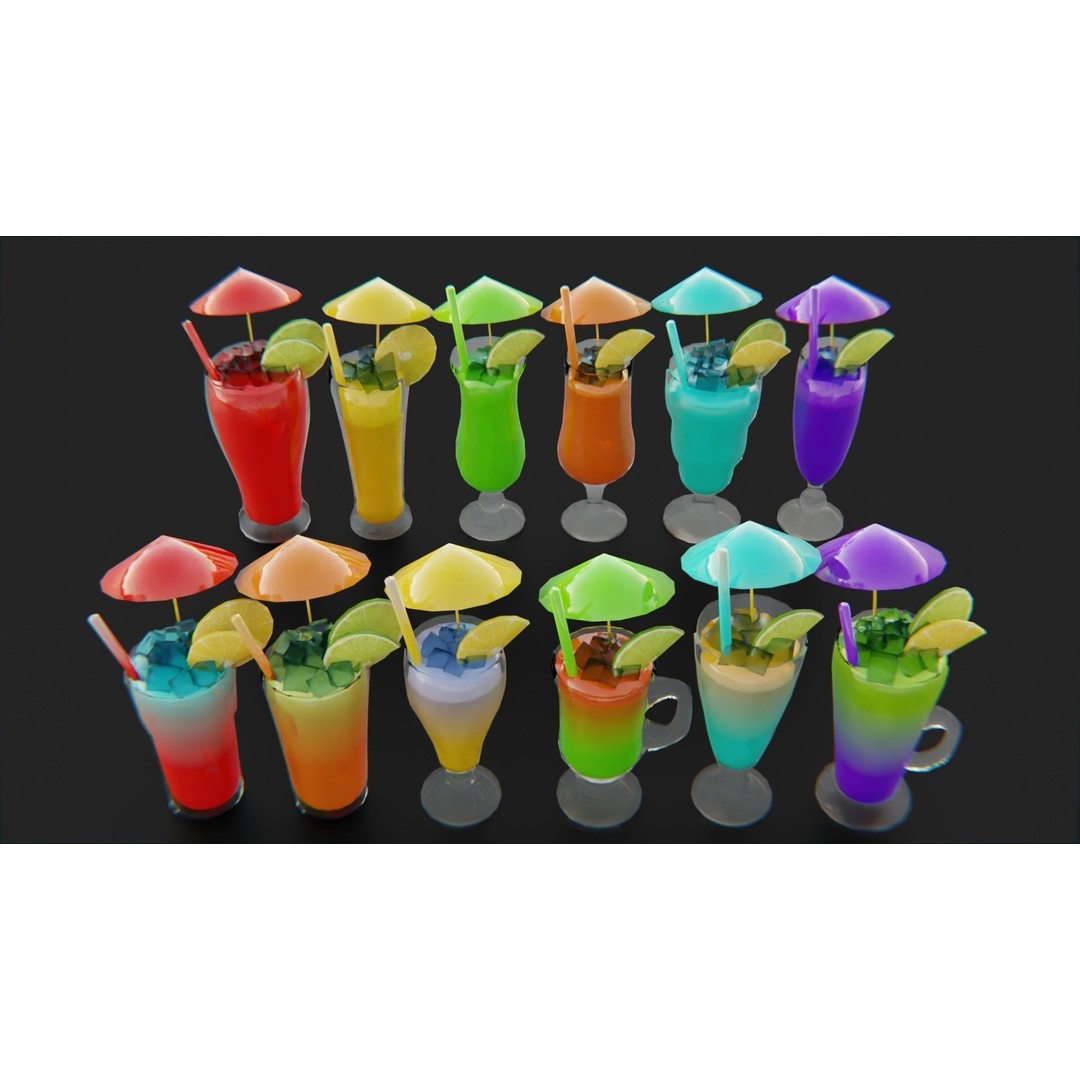 Cocktail Ice Cube 3D Model – Low Poly Game Ready Asset, FBX - View 3