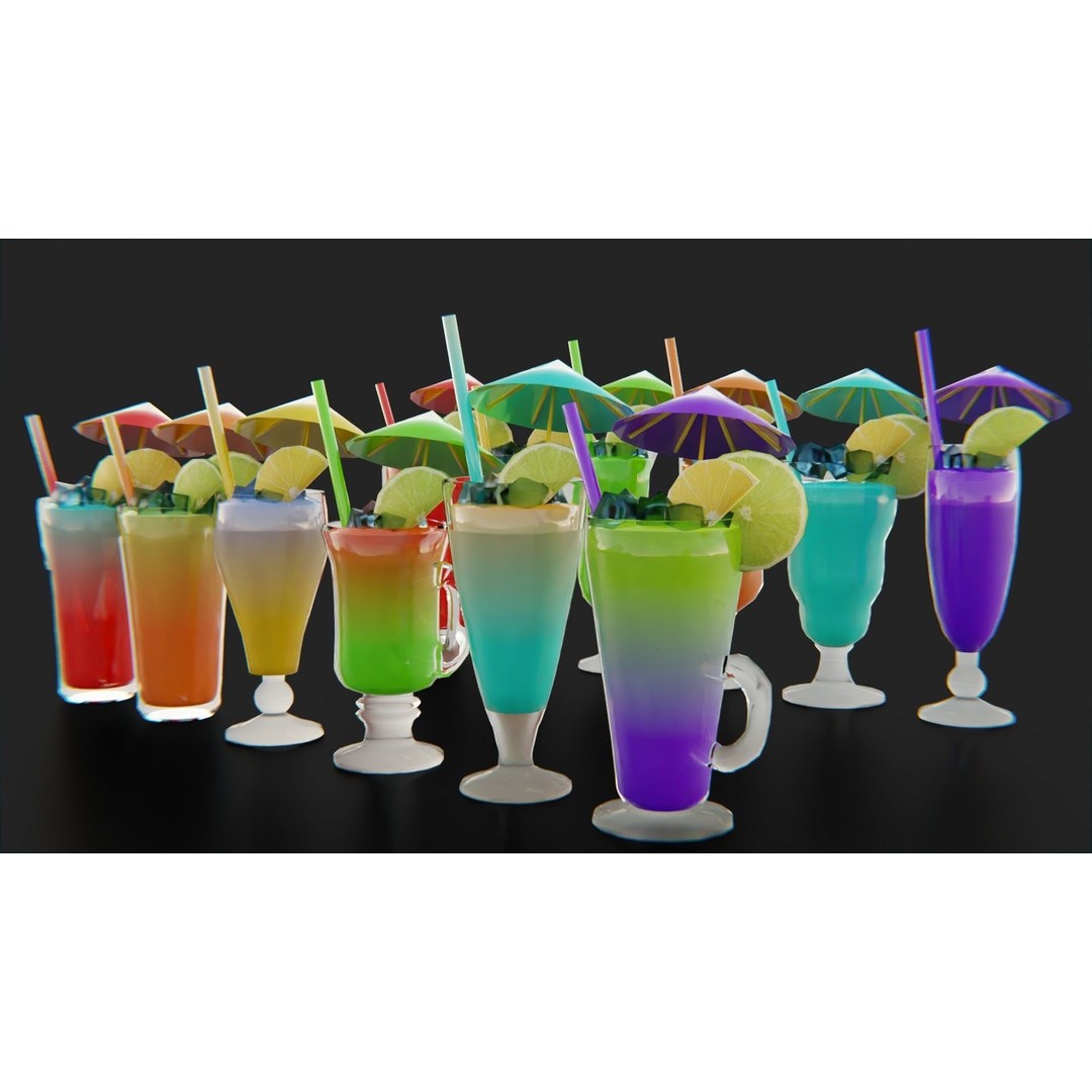 Cocktail Ice Cube 3D Model – Low Poly Game Ready Asset, FBX - View 4