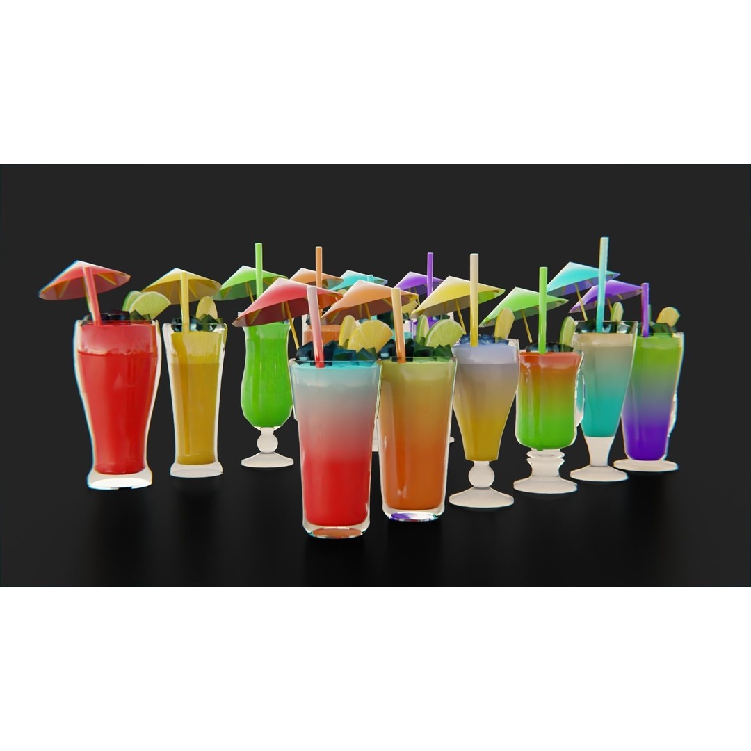 Cocktail Ice Cube 3D Model – Low Poly Game Ready Asset, FBX - View 5