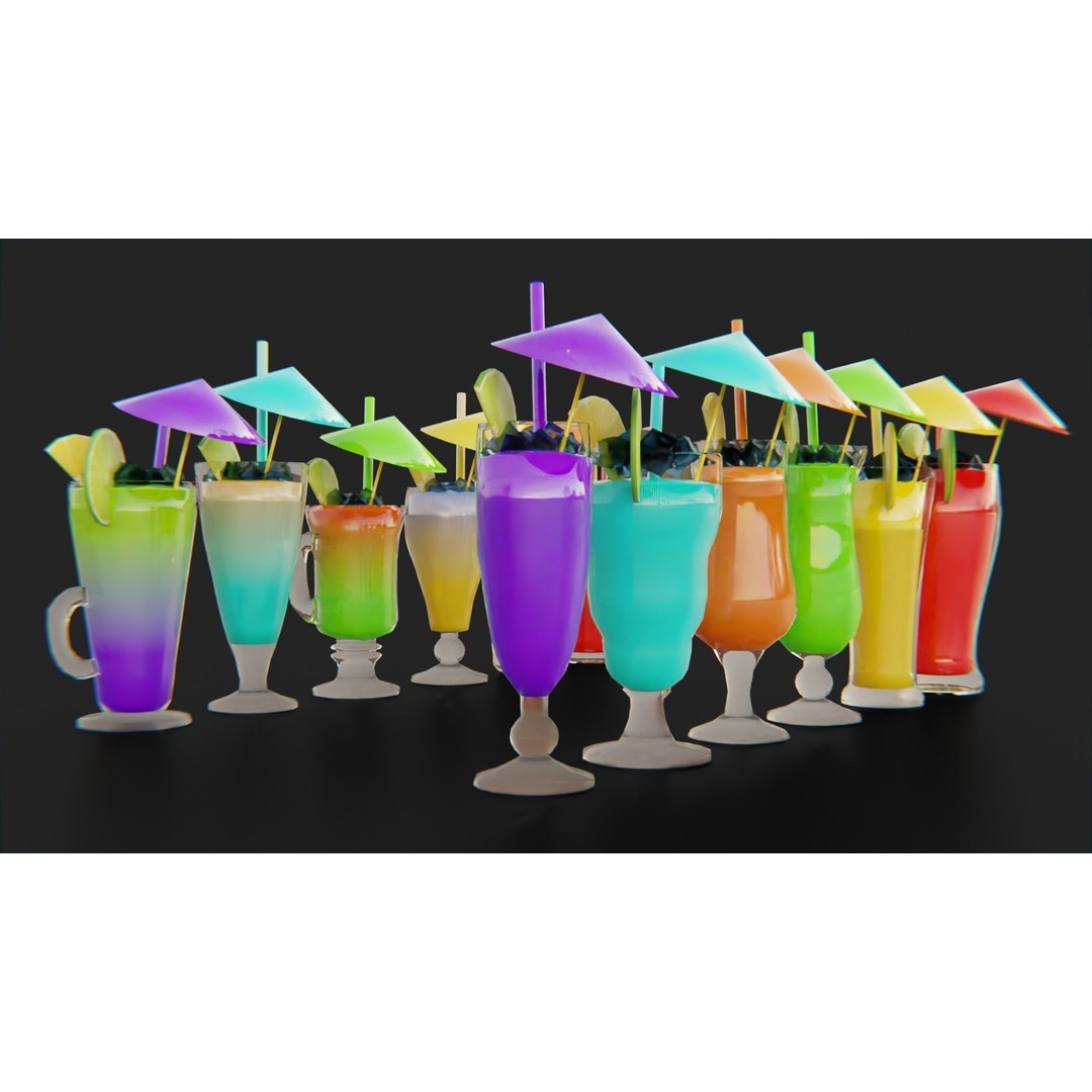 Cocktail Ice Cube 3D Model – Low Poly Game Ready Asset, FBX - View 7