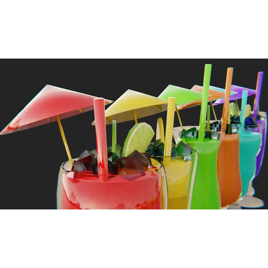 Cocktail Ice Cube 3D Model – Low Poly Game Ready Asset, FBX - View 8