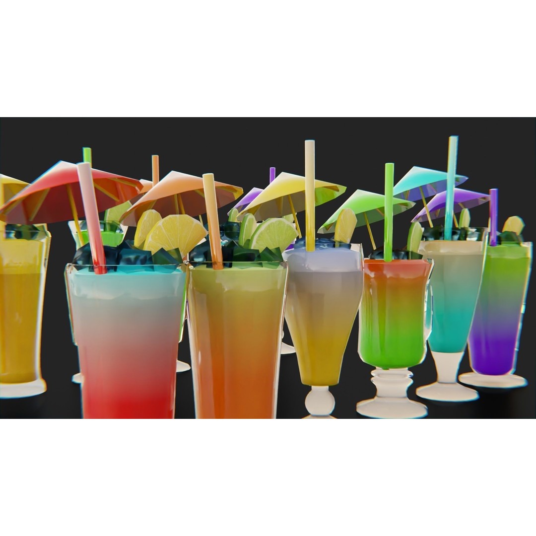 Cocktail Ice Cube 3D Model – Low Poly Game Ready Asset, FBX - View 9
