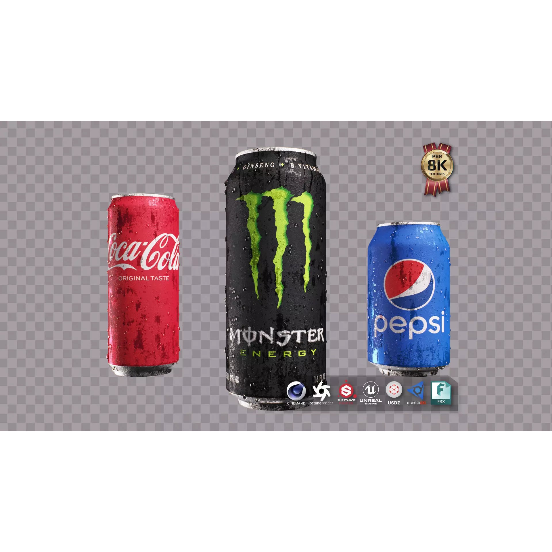 Soda Cans - Low-Poly Game-Ready 3D Model - View 2