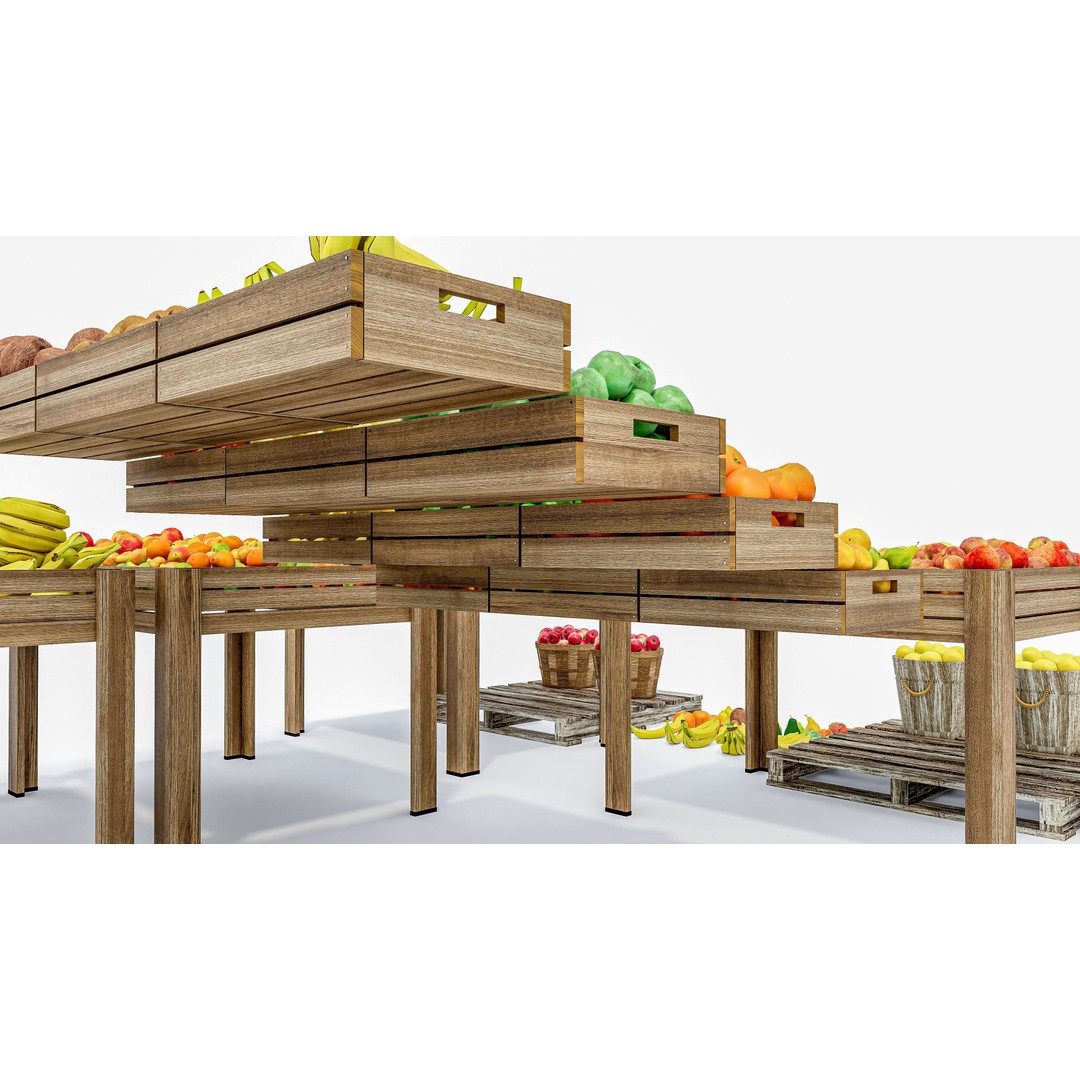 Fruits and Vegetables Supermarket 3D Model – Realistic Grocery Asset, FBX, OBJ