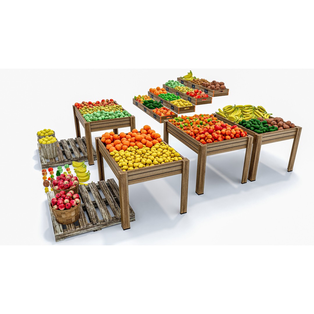 Fruits and Vegetables Supermarket 3D Model – Realistic Grocery Asset, FBX, OBJ - View 11