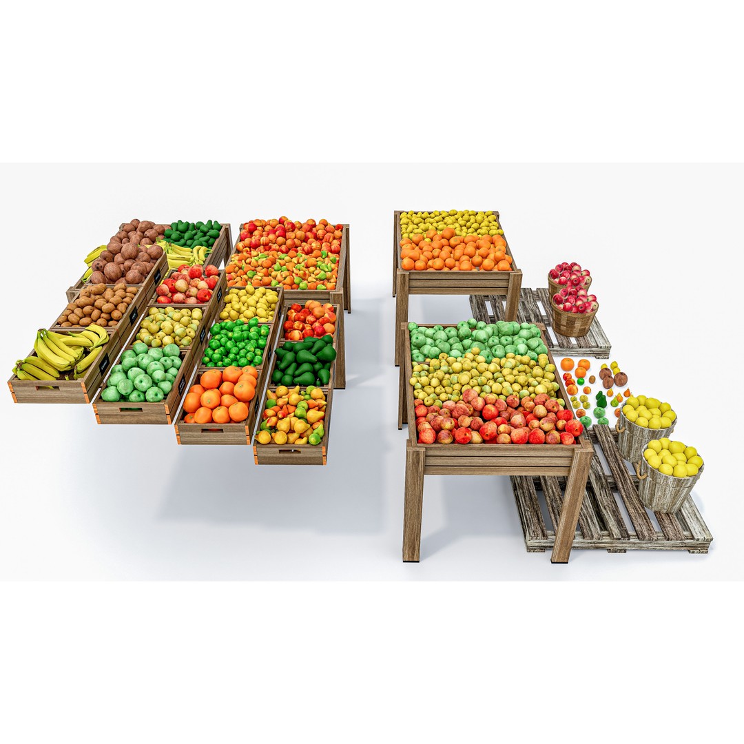 Fruits and Vegetables Supermarket 3D Model – Realistic Grocery Asset, FBX, OBJ - View 14