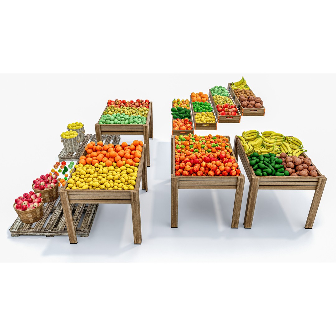 Fruits and Vegetables Supermarket 3D Model – Realistic Grocery Asset, FBX, OBJ - View 16