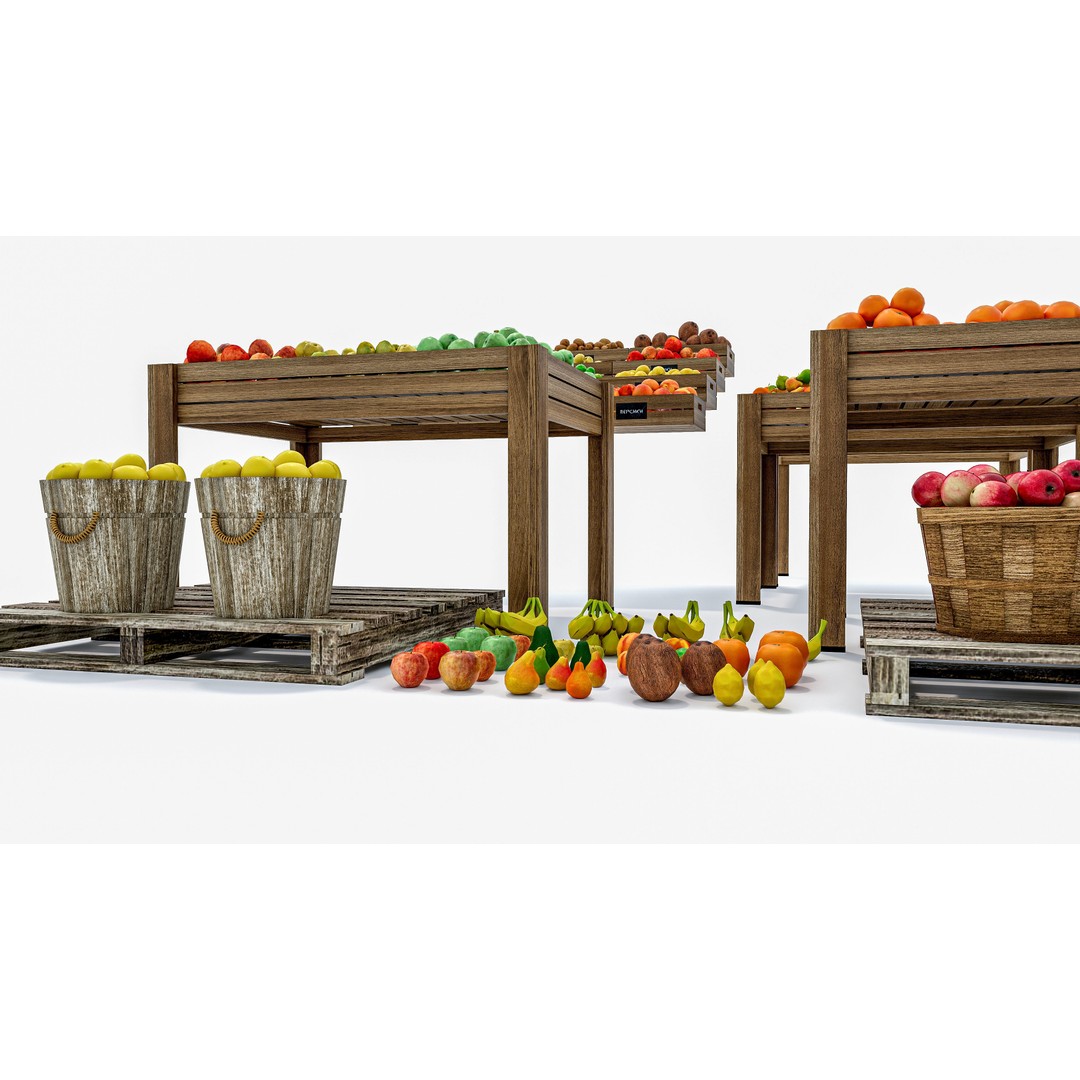 Fruits and Vegetables Supermarket 3D Model – Realistic Grocery Asset, FBX, OBJ - View 21