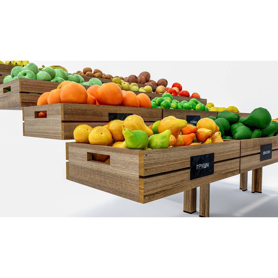 Fruits and Vegetables Supermarket 3D Model – Realistic Grocery Asset, FBX, OBJ - View 23
