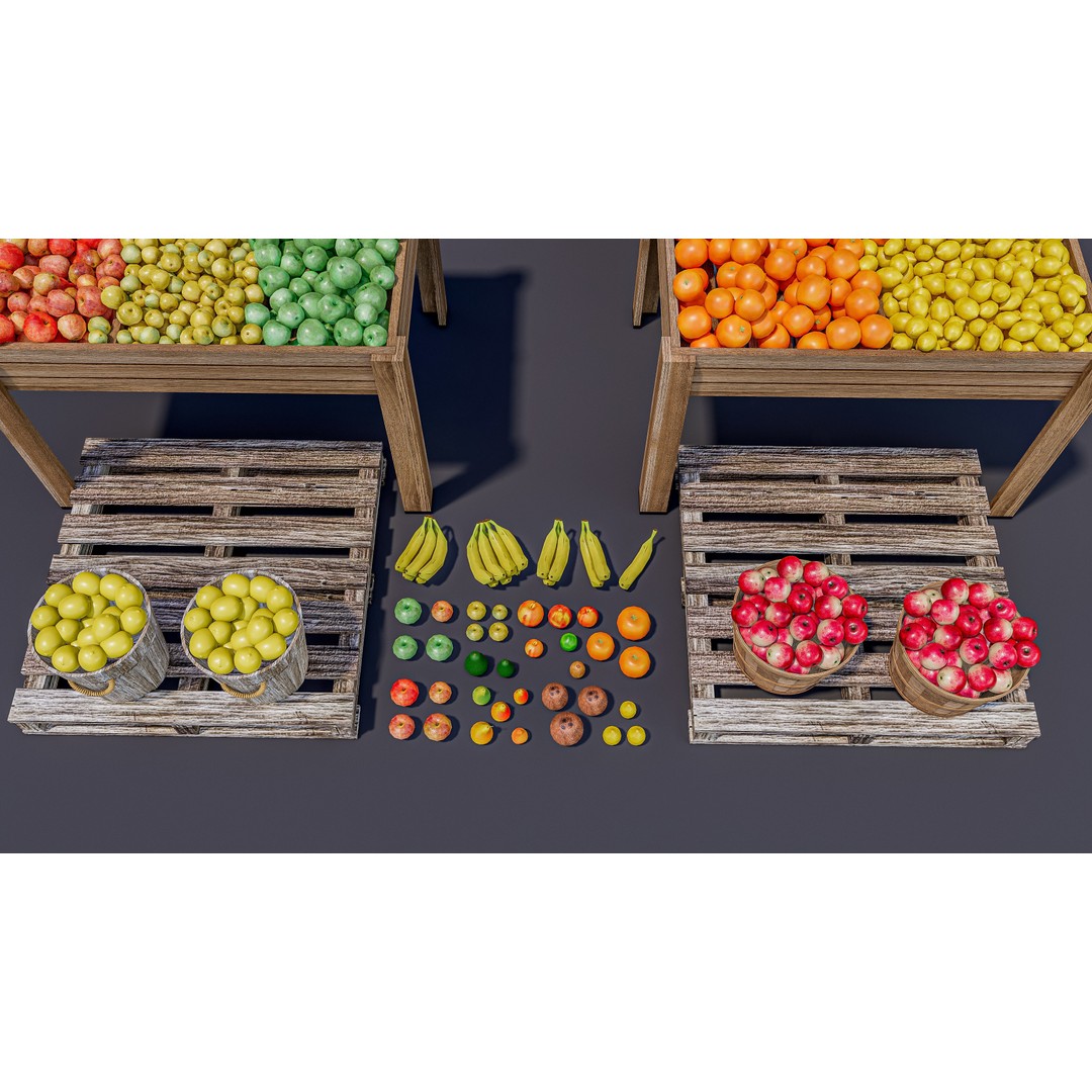 Fruits and Vegetables Supermarket 3D Model – Realistic Grocery Asset, FBX, OBJ - View 6