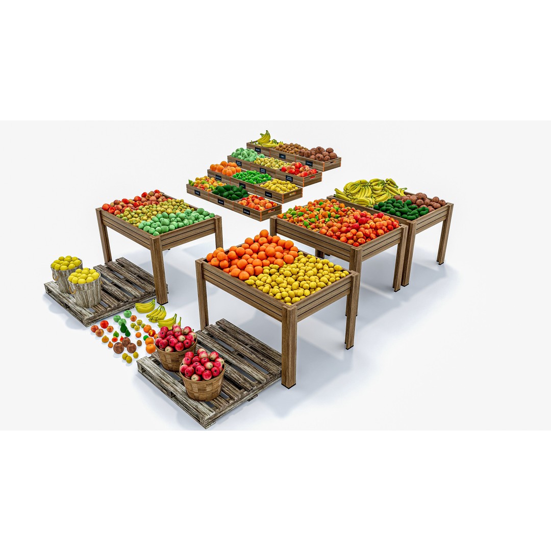 Fruits and Vegetables Supermarket 3D Model – Realistic Grocery Asset, FBX, OBJ - View 8