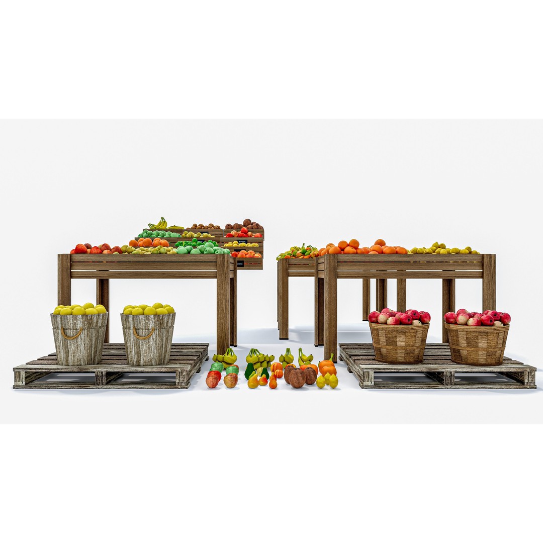 Fruits and Vegetables Supermarket 3D Model – Realistic Grocery Asset, FBX, OBJ - View 9