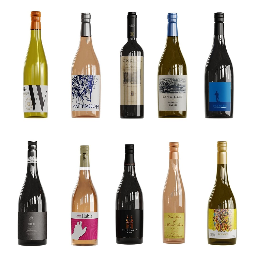 Alcohol Bottles 3D Model – Low Poly Collection of 40 Varieties, FBX - View 4