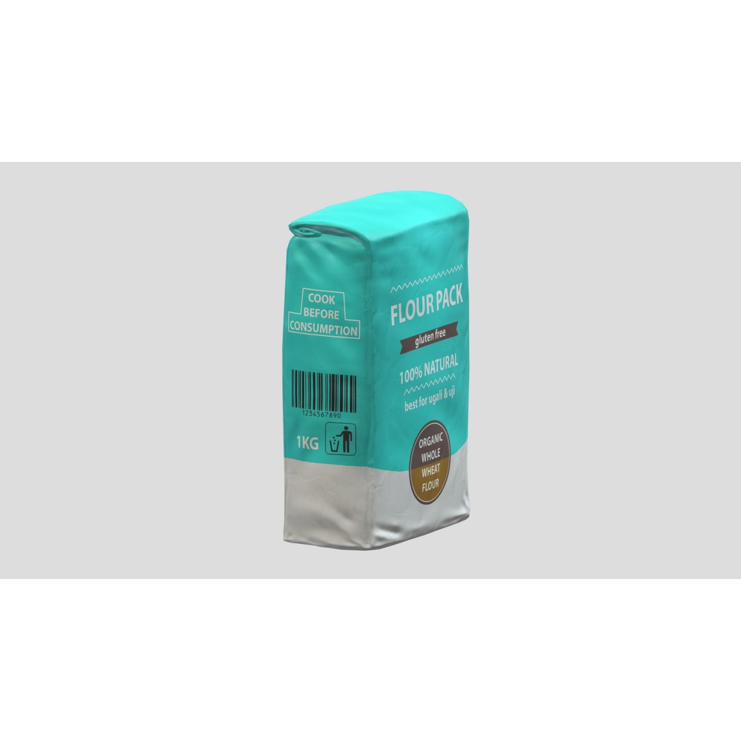 Flour Pack 3D Model – Low Poly Game Asset, FBX, PBR Textured - View 4