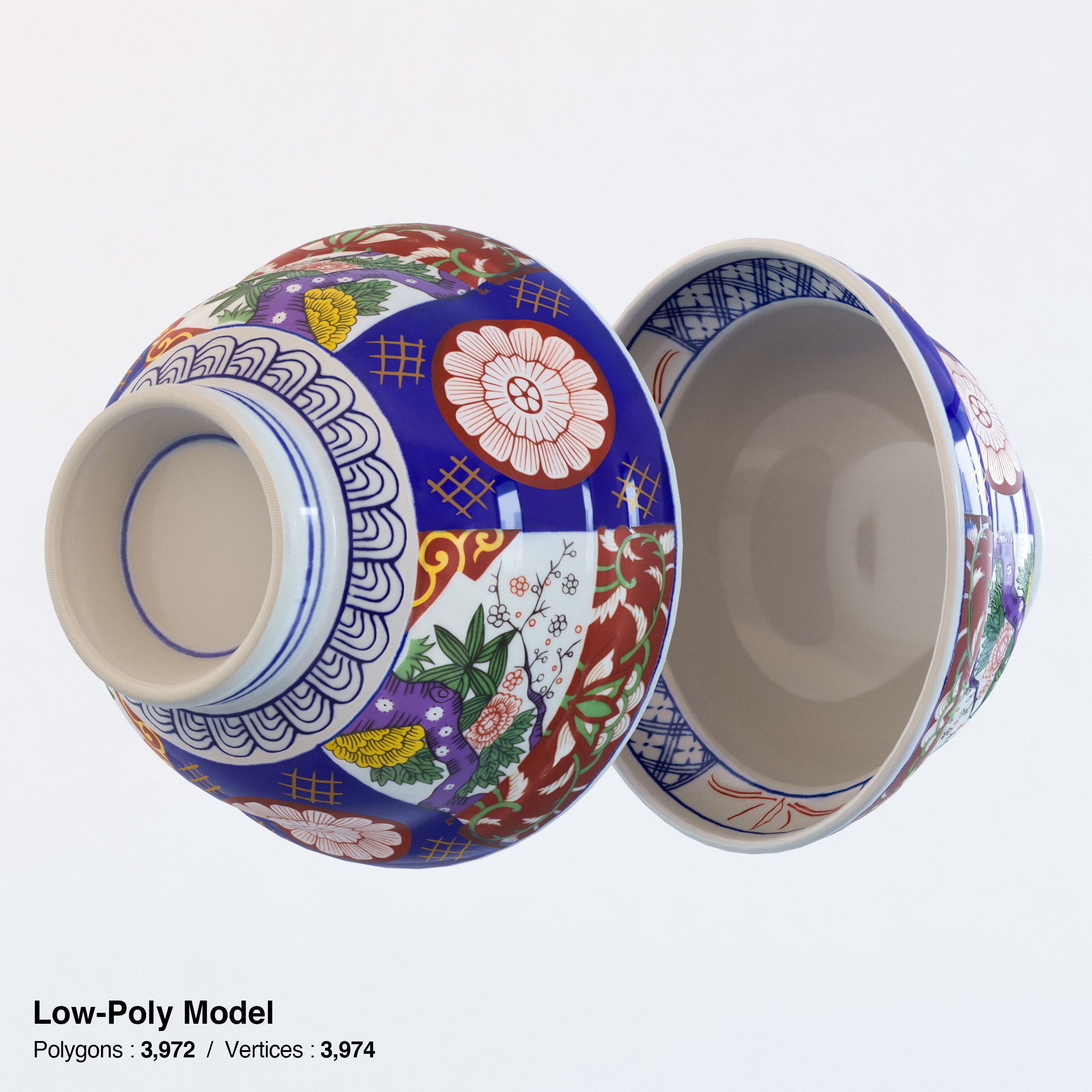Gyudon and Donburi Bowl - Low-Poly Game-Ready 3D Model - View 19