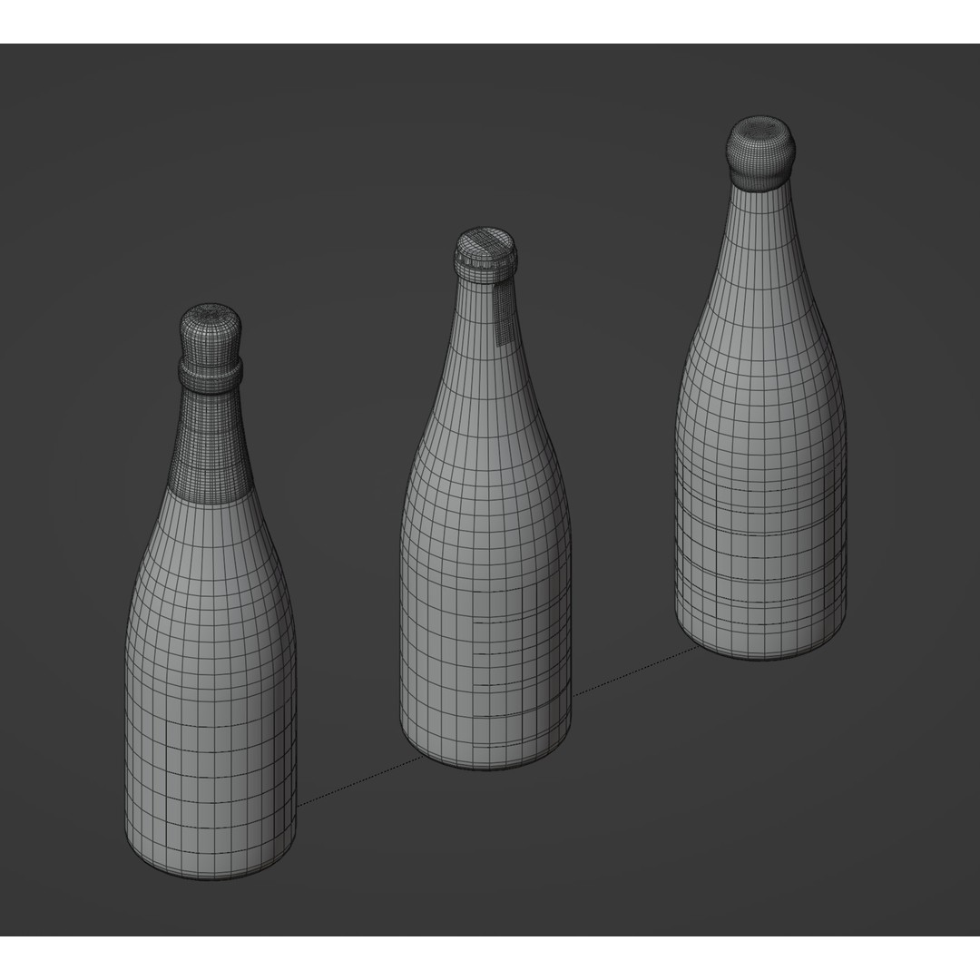 Wine Bottles 3D Model – Low Poly PBR Set for Archviz and Branding - View 10