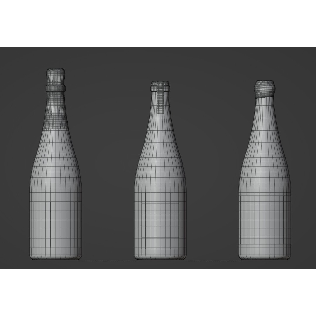 Wine Bottles 3D Model – Low Poly PBR Set for Archviz and Branding - View 11