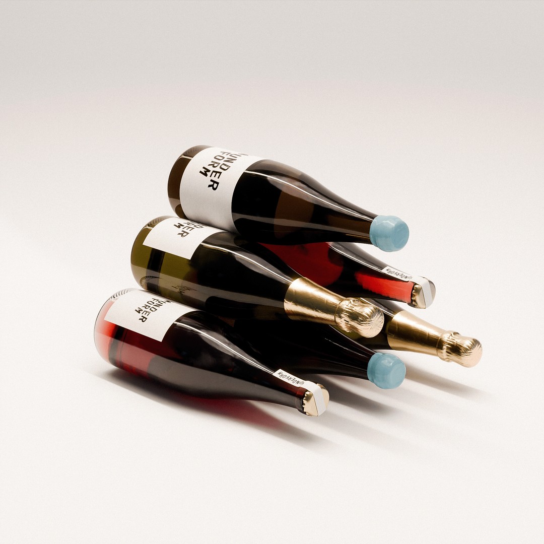 Wine Bottles 3D Model – Low Poly PBR Set for Archviz and Branding - View 9