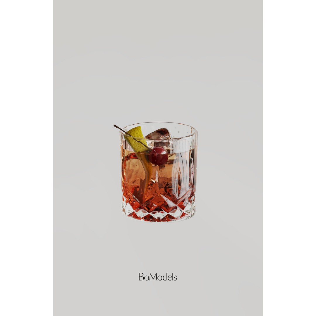 Old Fashion Cocktail 3D Model – PBR Textures, Game Ready FBX - View 3