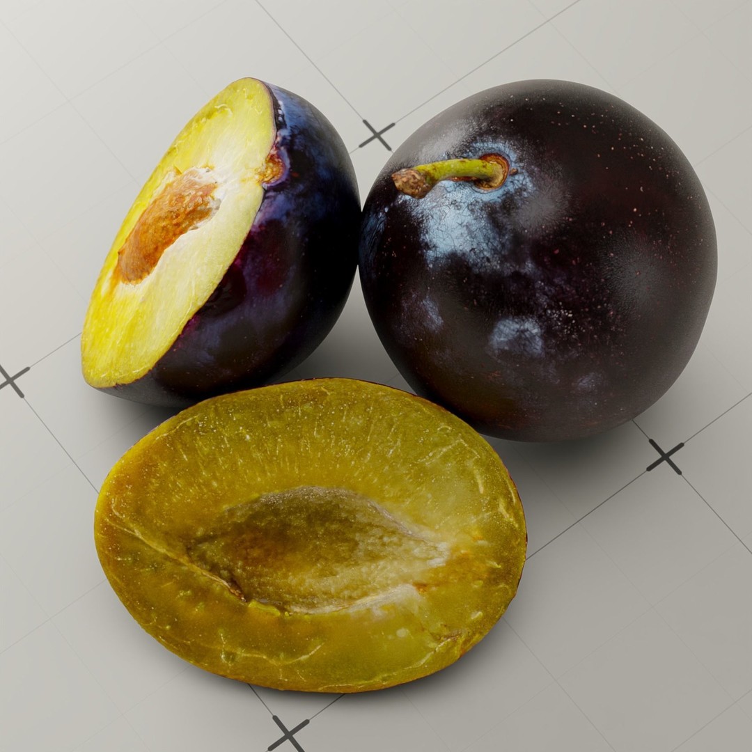 Photorealistic Plum 3D Model – High Poly PBR Asset, Blender & FBX - View 2