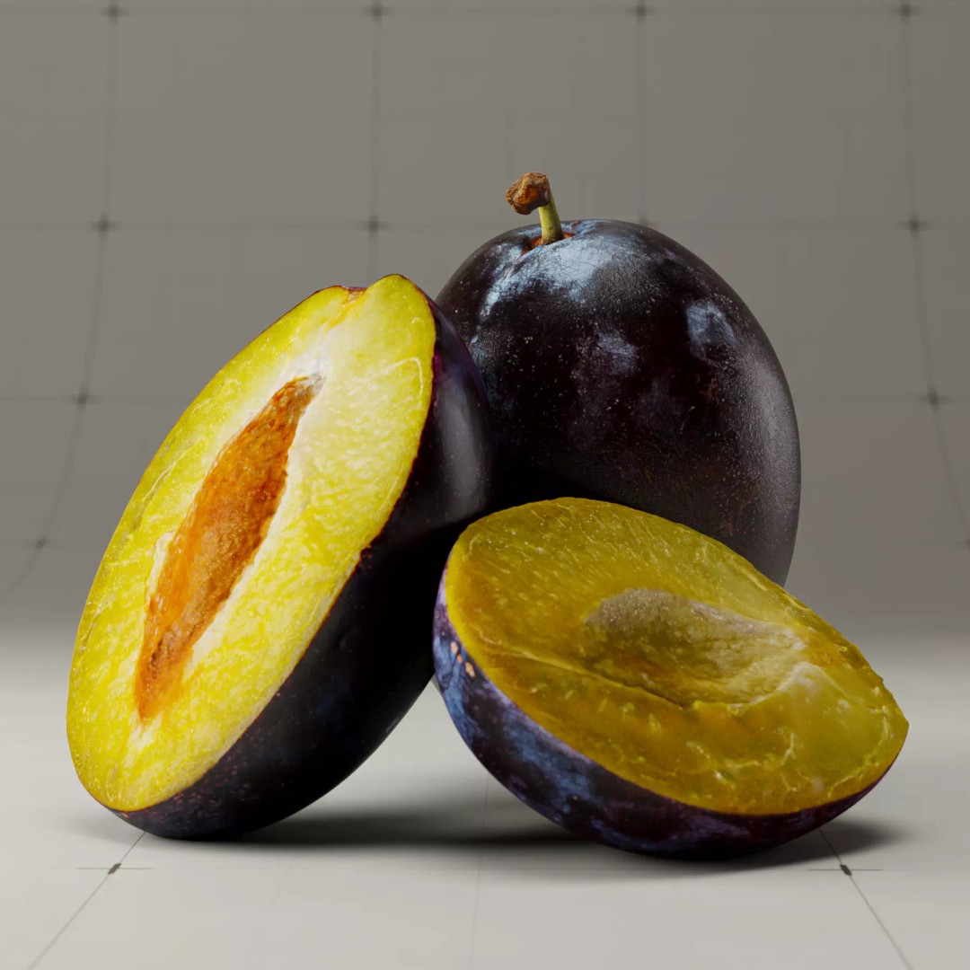 Photorealistic Plum 3D Model – High Poly PBR Asset, Blender & FBX - View 3