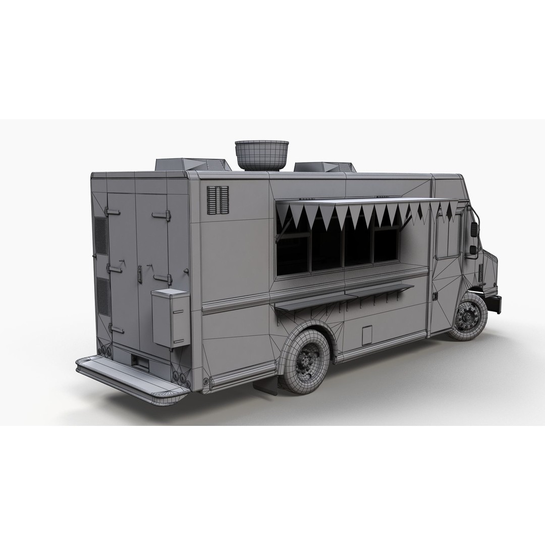 Freightlier Food Truck 3D Model – Low Poly Game Asset, FBX, PBR - View 11
