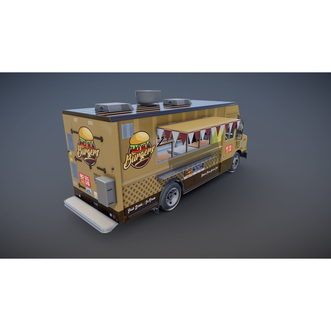 Freightlier Food Truck 3D Model – Low Poly Game Asset, FBX, PBR - View 18