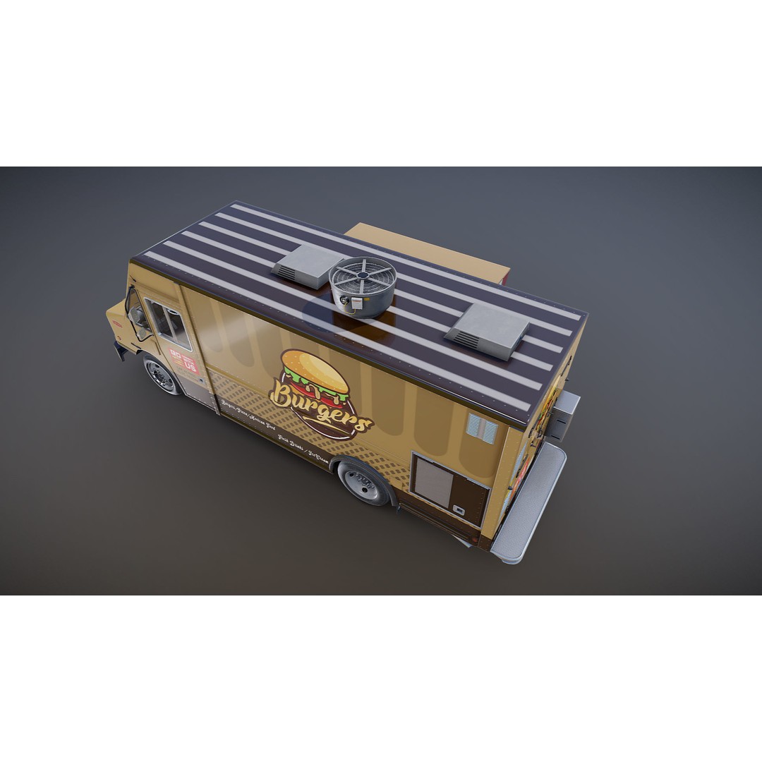 Freightlier Food Truck 3D Model – Low Poly Game Asset, FBX, PBR - View 19