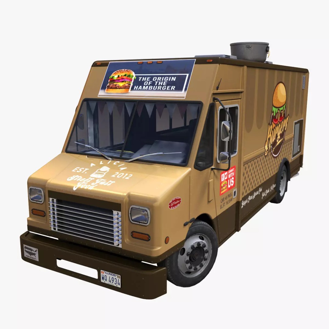 Freightlier Food Truck 3D Model – Low Poly Game Asset, FBX, PBR - View 2
