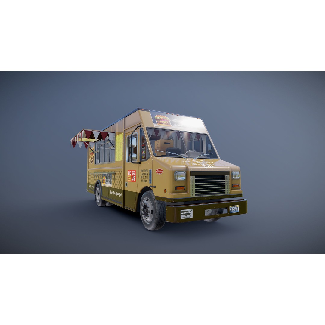 Freightlier Food Truck 3D Model – Low Poly Game Asset, FBX, PBR - View 21