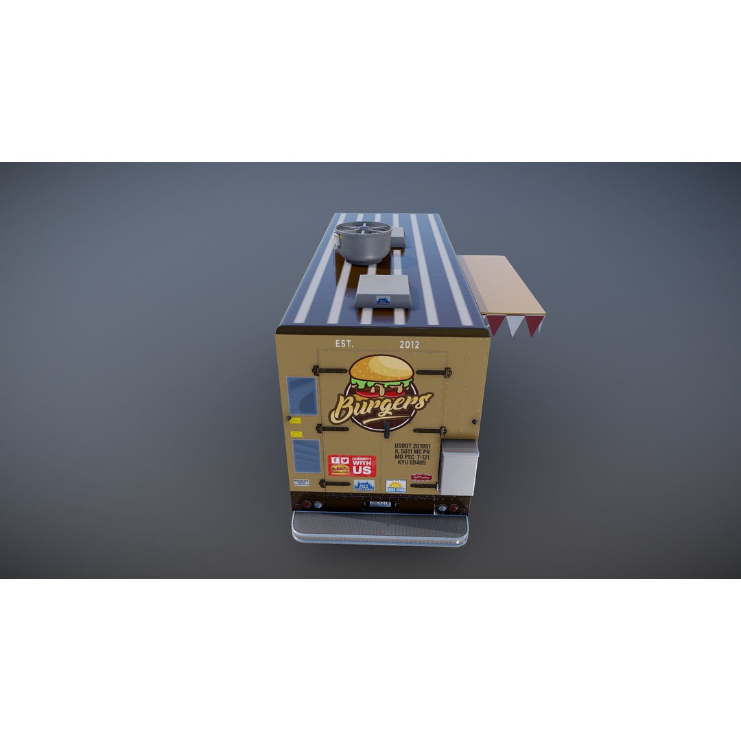 Freightlier Food Truck 3D Model – Low Poly Game Asset, FBX, PBR - View 23